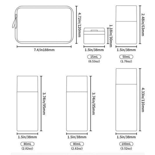 Leakproof Travel Toiletry Bottles Set