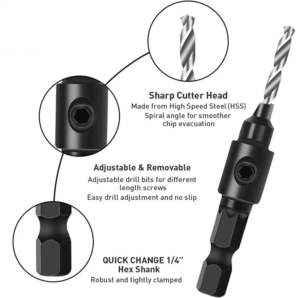 4/5pcs Countersink Drill Bit Set