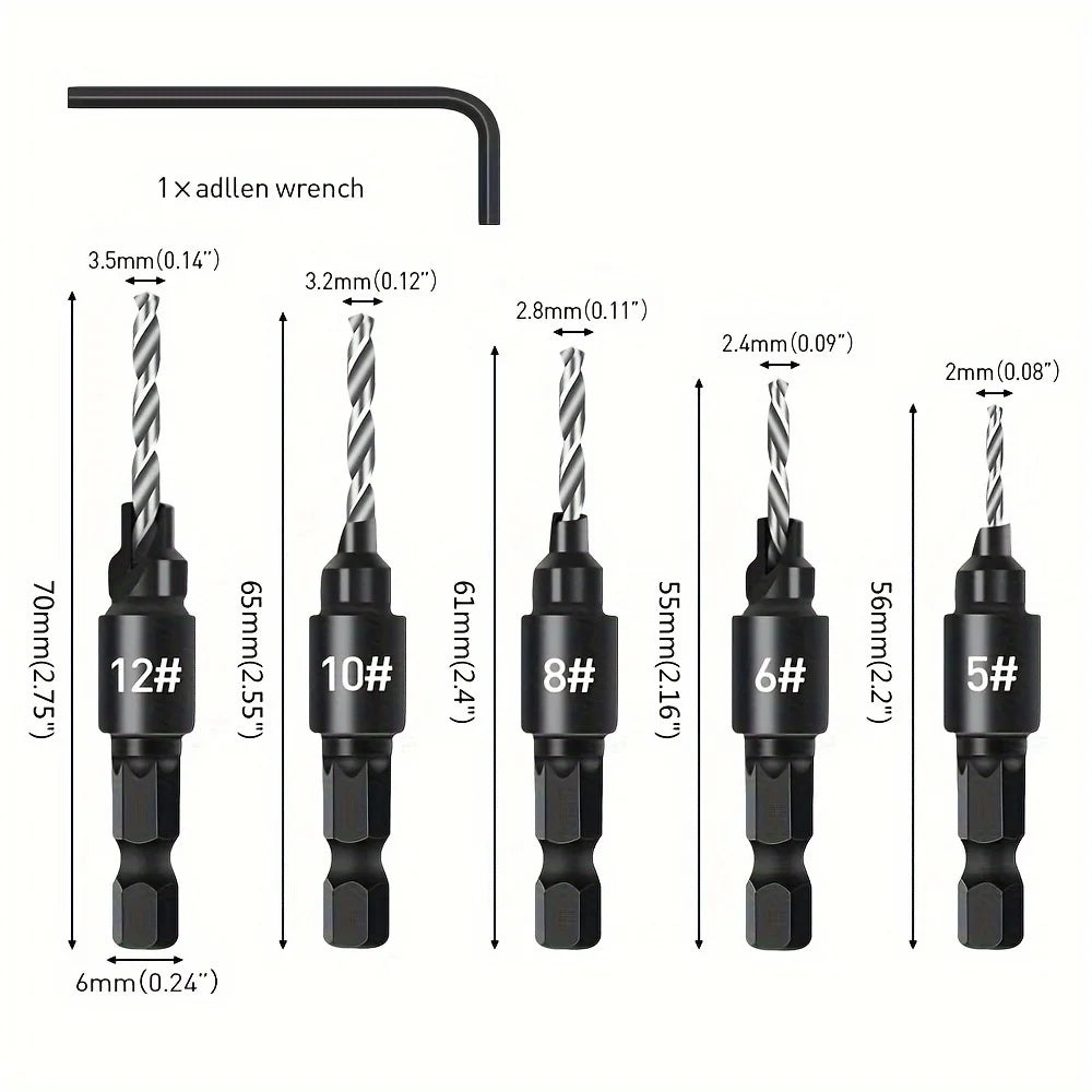 4/5pcs Countersink Drill Bit Set