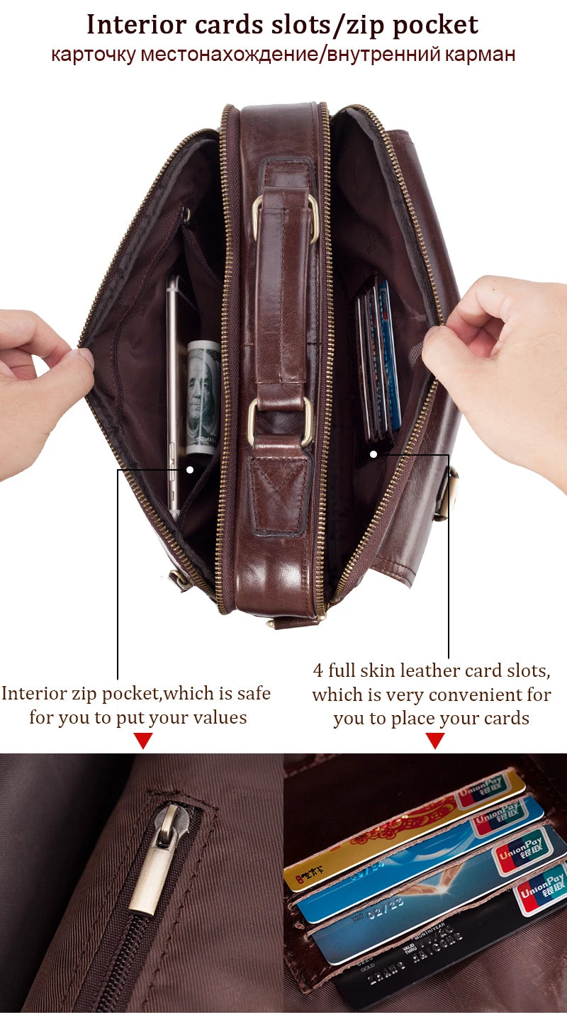 Cowhide Leather Messenger Bag