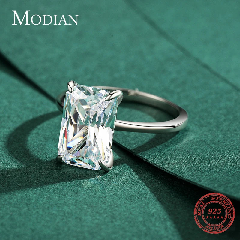 Solid 925 Sterling Silver Classic Rectangular Ring