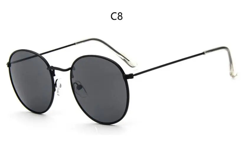 Blue Mirror Round Sunglasses For Women UV400