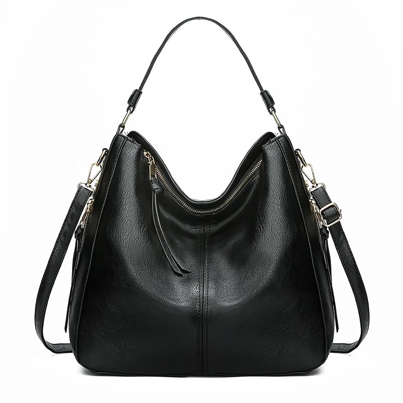 Women’s Vintage PU Leather Shoulder Tote & Crossbody Bag