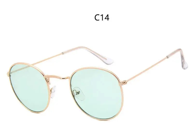 Blue Mirror Round Sunglasses For Women UV400