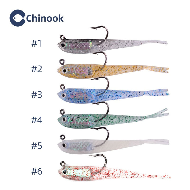 Chinook 5pcs Lure Soft Bait SoftFish Fork Tail
