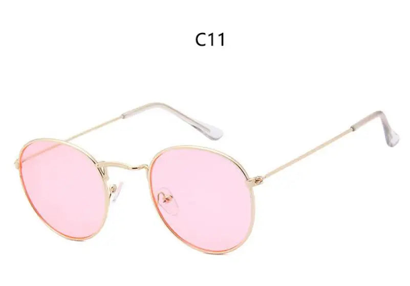 Blue Mirror Round Sunglasses For Women UV400
