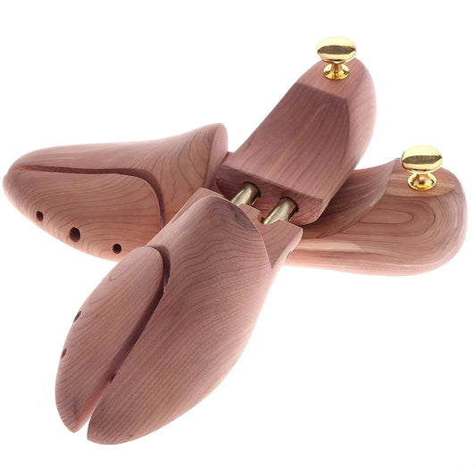 Premium Red Cedar Adjustable Shoe Tree Pair with Brass Twin Tubes