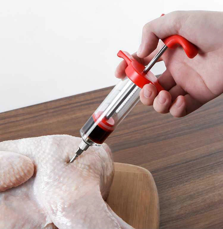 BBQ Meat Syringe Marinade Injector with 3 Stainless Steel Needles