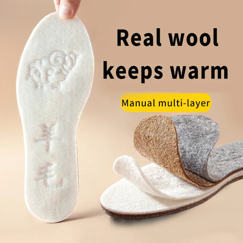 Winter Wool Insoles for Shoes Men Women