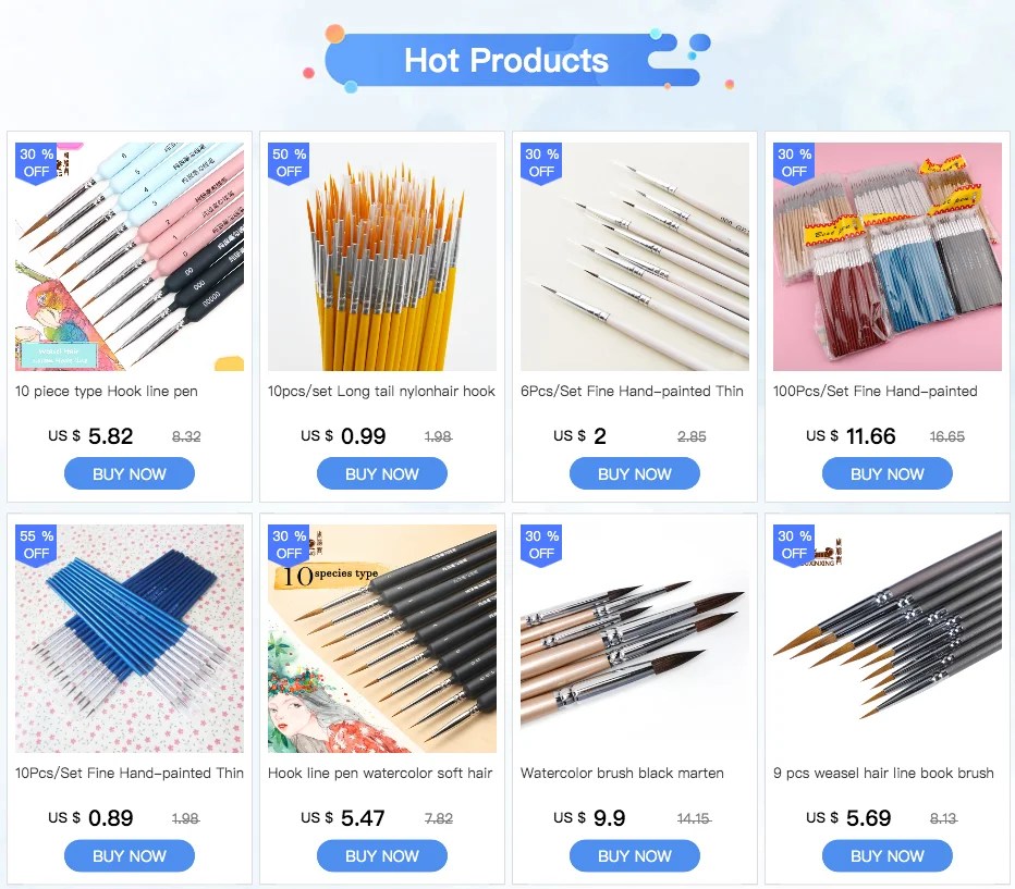 10Pcs/Set Long Tail Painting Brush
