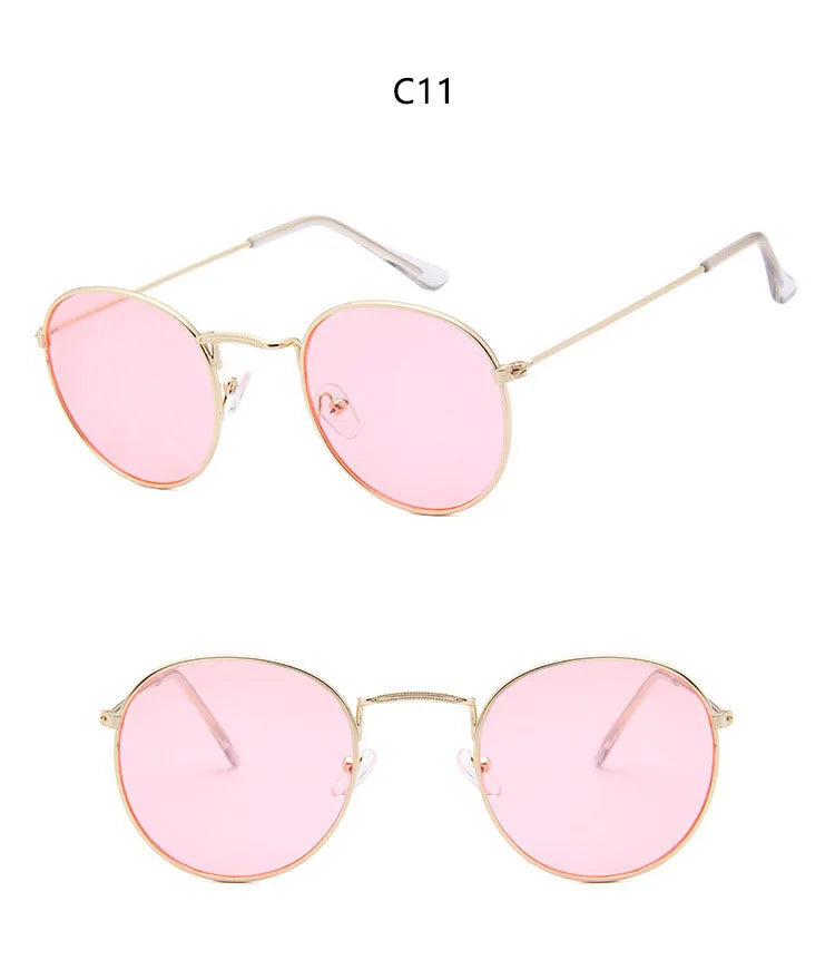 Blue Mirror Round Sunglasses For Women UV400