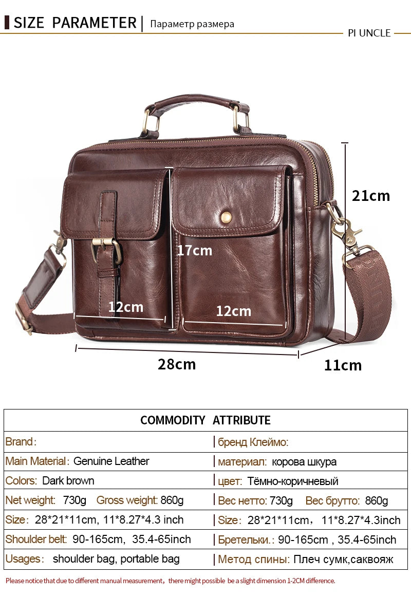 Cowhide Leather Messenger Bag