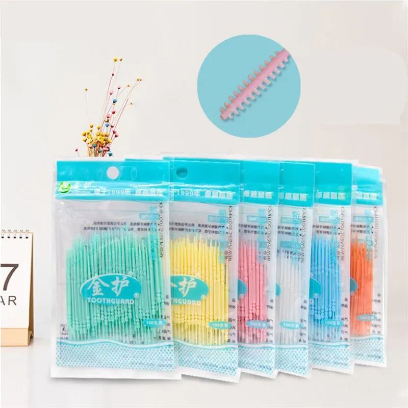 Double Head Dental Floss Interdental Toothpick Brush