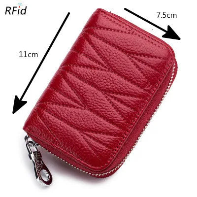 Genuine Cow Leather Zip-Around Wallet with 36 Card Slots