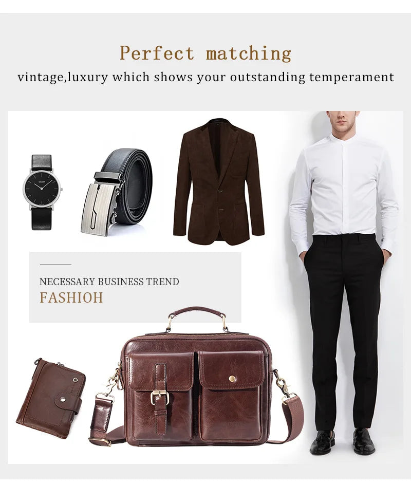 Cowhide Leather Messenger Bag