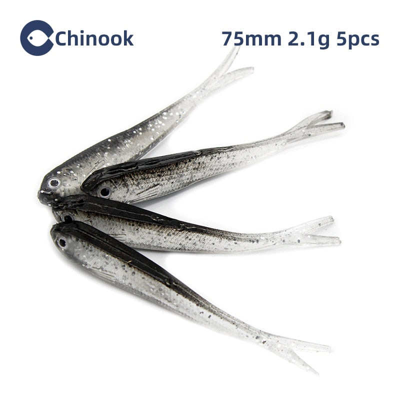 Chinook 5pcs Lure Soft Bait SoftFish Fork Tail