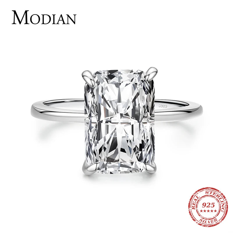 Solid 925 Sterling Silver Classic Rectangular Ring