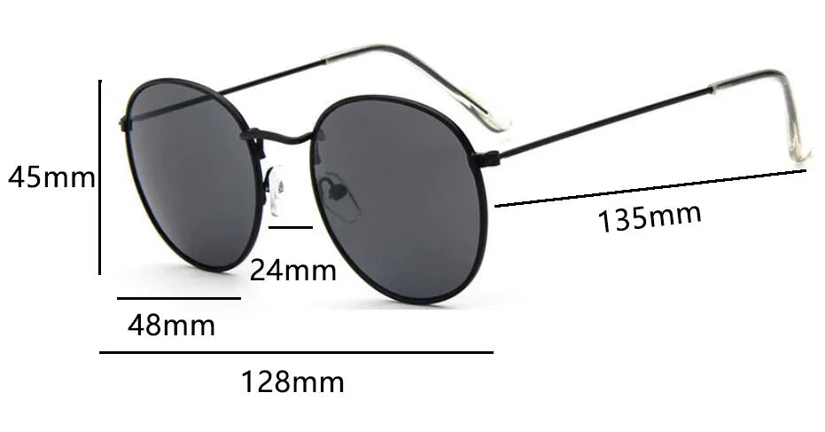 Blue Mirror Round Sunglasses For Women UV400