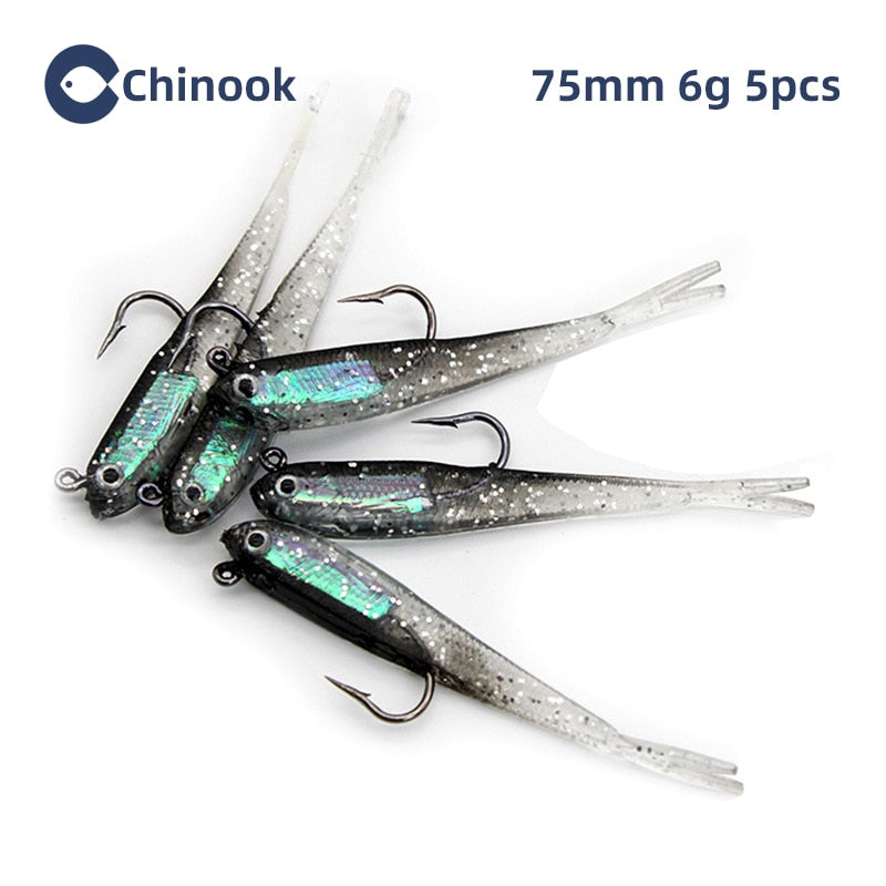 Chinook 5pcs Lure Soft Bait SoftFish Fork Tail