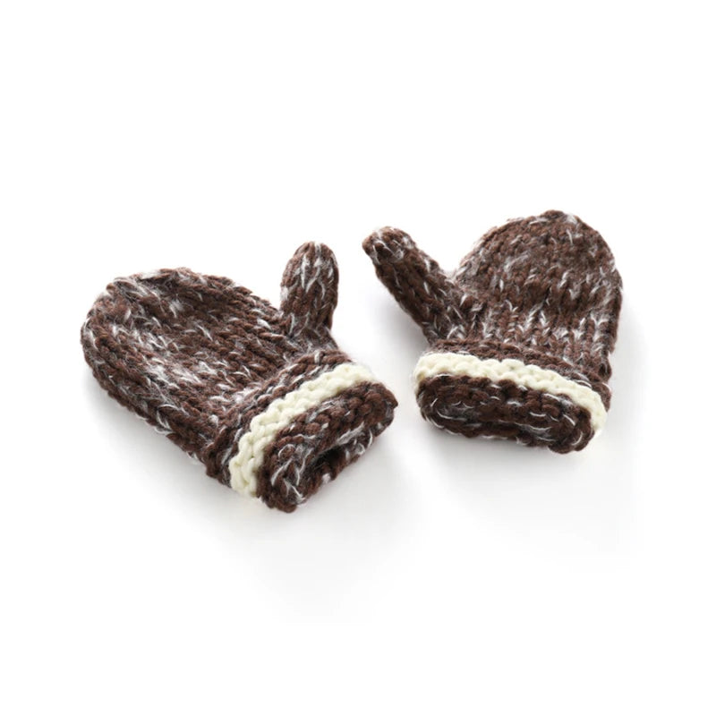 Girls Knitted Poncho Shawl Cape Cardigan With Gloves