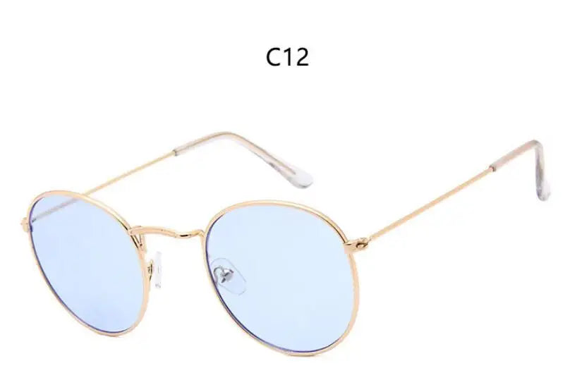 Blue Mirror Round Sunglasses For Women UV400