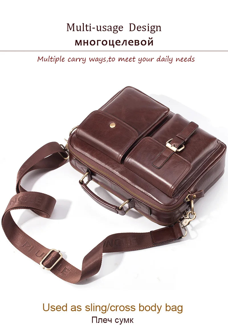 Cowhide Leather Messenger Bag