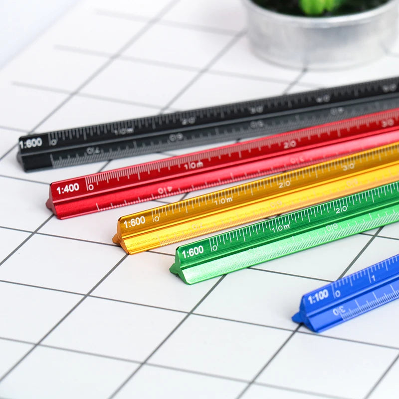 TUTU Colorful 15cm Aluminum Triangular Scale Ruler
