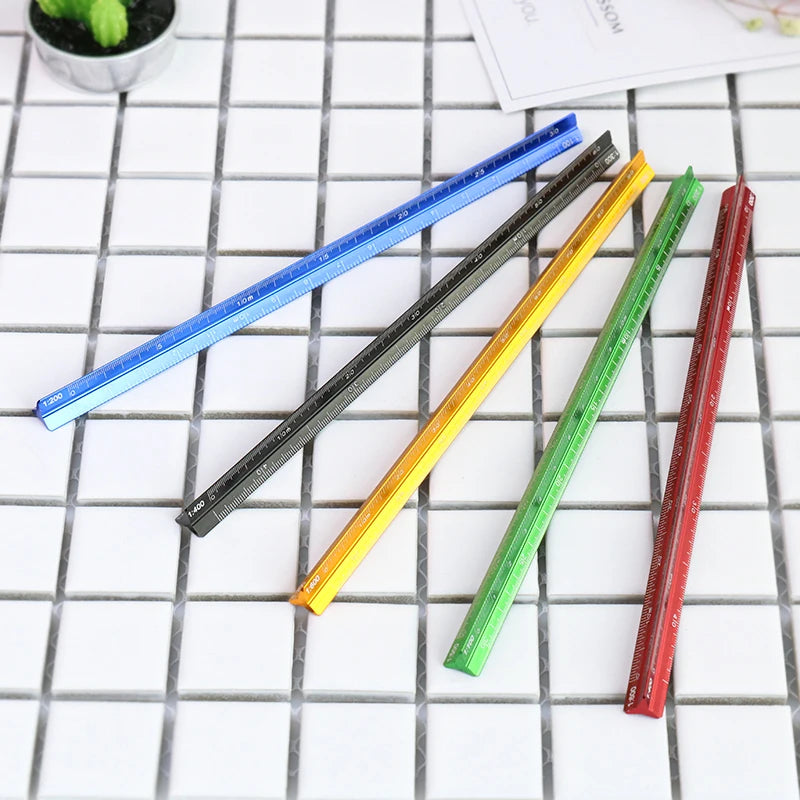 TUTU Colorful 15cm Aluminum Triangular Scale Ruler