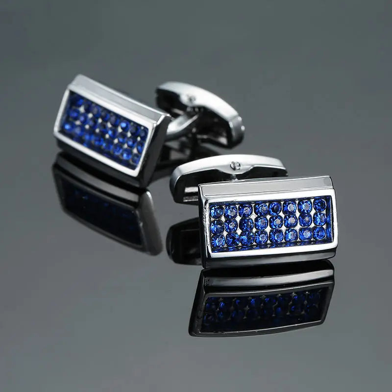 Novelty Luxury Blue White Crystal Cufflinks