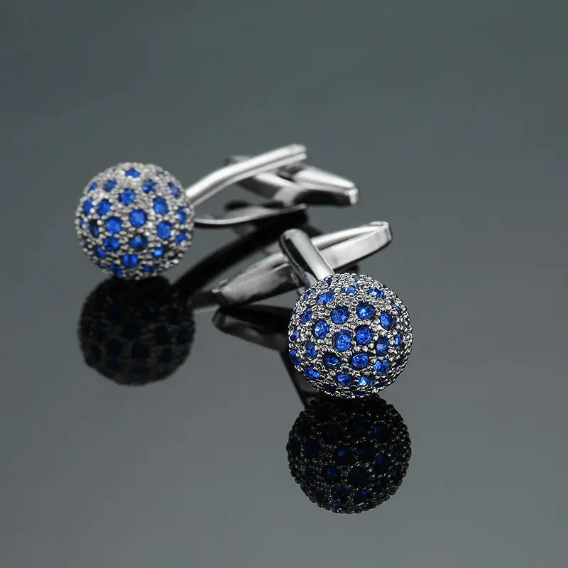 Novelty Luxury Blue White Crystal Cufflinks