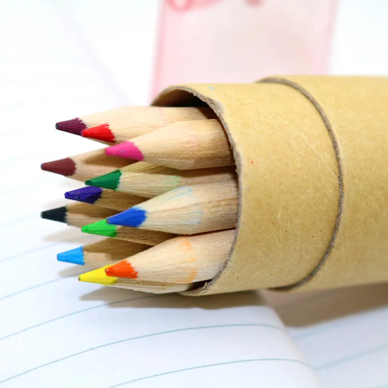 1 Pc Kraft Paper 12 Colors Multicolor Pencil With Sharpener