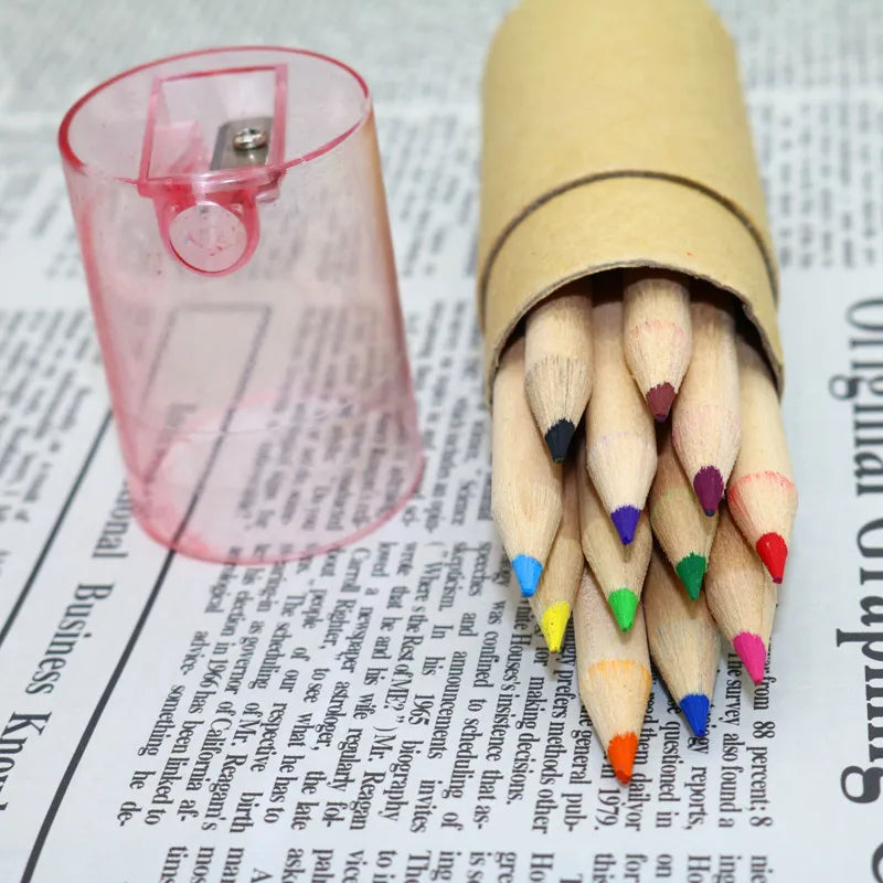 1 Pc Kraft Paper 12 Colors Multicolor Pencil With Sharpener