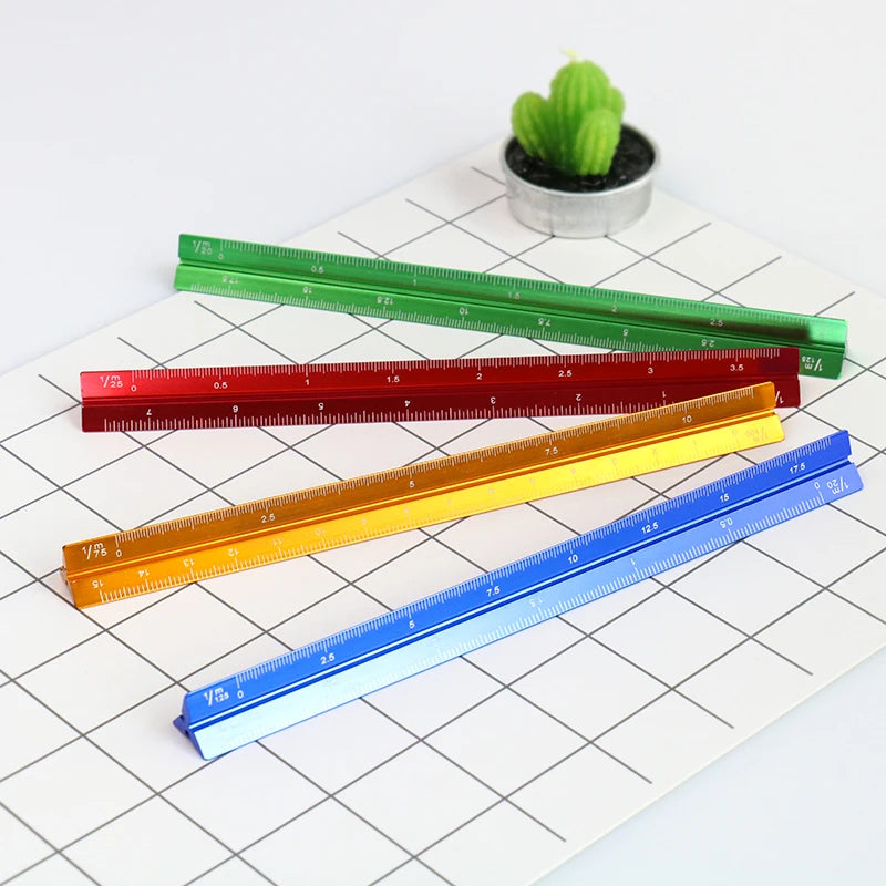 TUTU Colorful 15cm Aluminum Triangular Scale Ruler