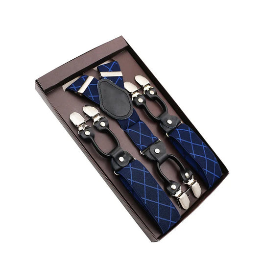 3.5*120cm Genuine Leather 6 Clips Suspenders