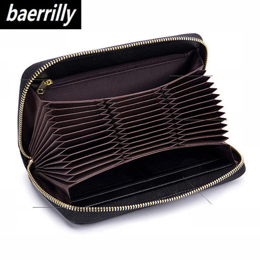 Genuine Cow Leather Zip-Around Wallet with 36 Card Slots