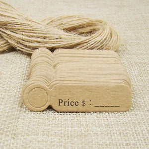 5*1.3cm Κraft Paper Lank Price Label Tag 100pcs +100pcs