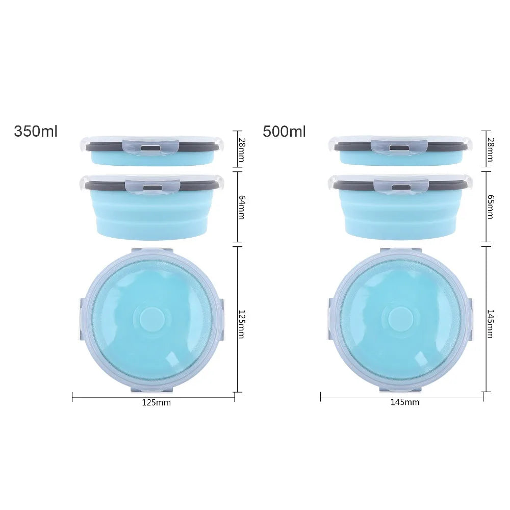 Silicone Round Lunch-Box 350ML/500ML/800ML/1200ML