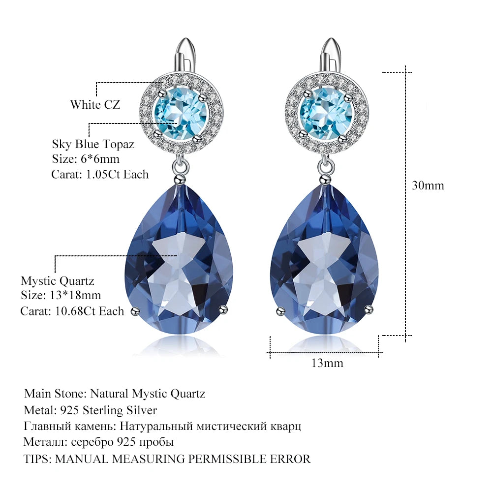 Natural Mystic Quartz Topaz Drop Earrings