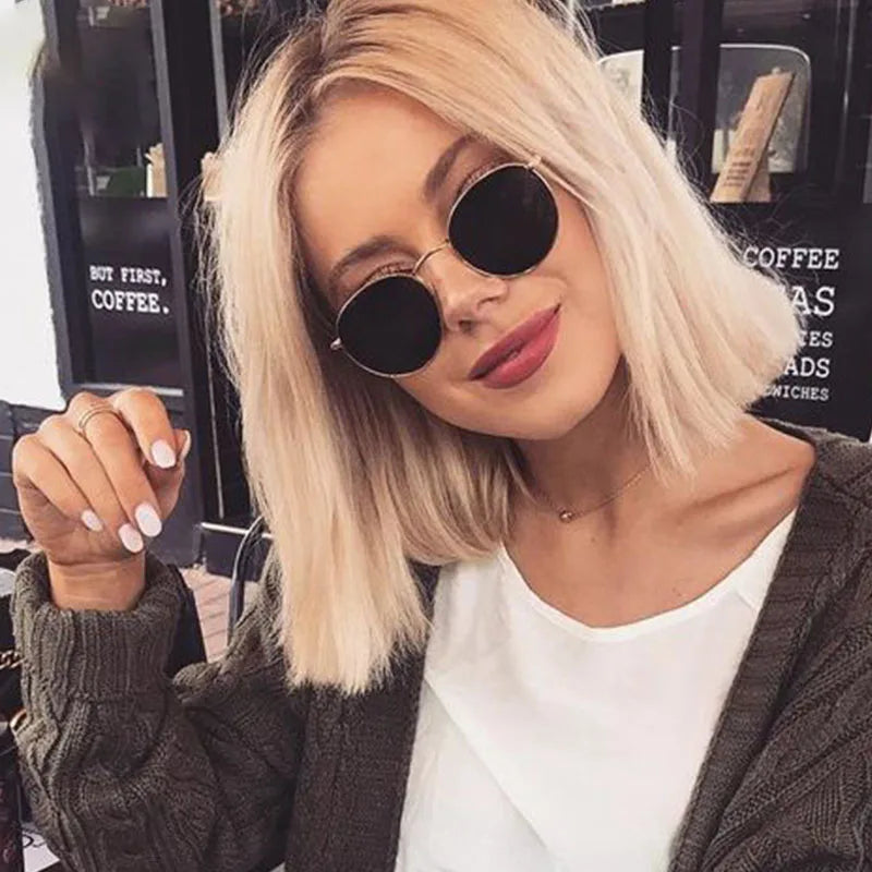 Blue Mirror Round Sunglasses For Women UV400