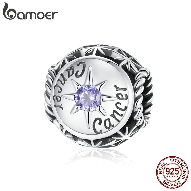 BAMOER Zodiac Star Sign 925 Sterling Silver Charm Beads