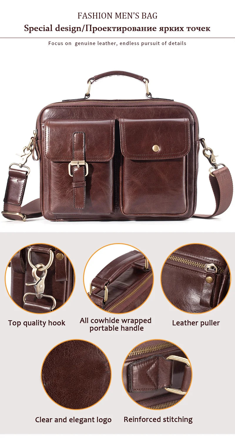 Cowhide Leather Messenger Bag