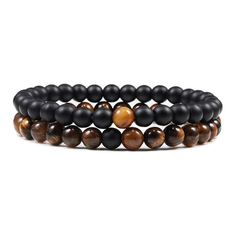 Set Bracelet Natural Lava Stone Tiger Eye