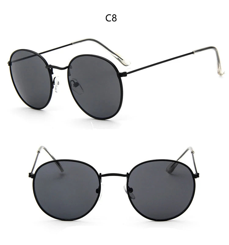 Blue Mirror Round Sunglasses For Women UV400