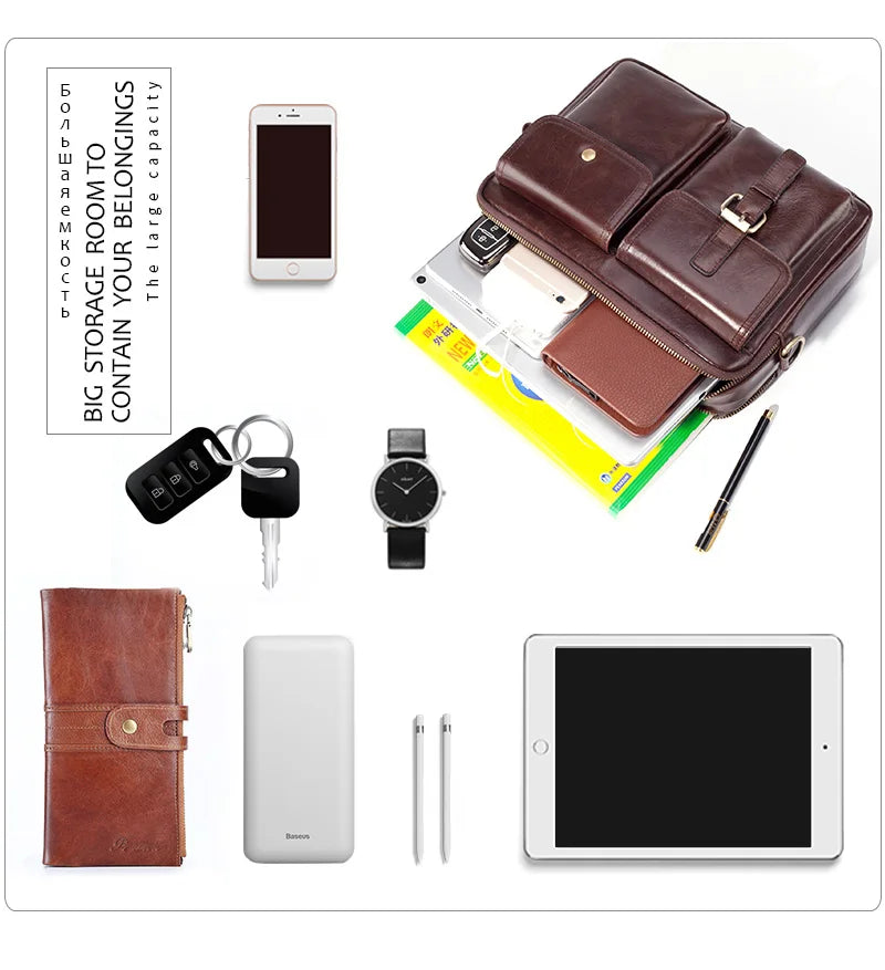 Cowhide Leather Messenger Bag