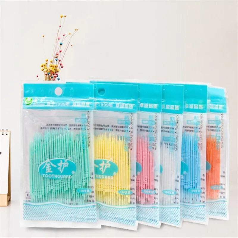 Double Head Dental Floss Interdental Toothpick Brush