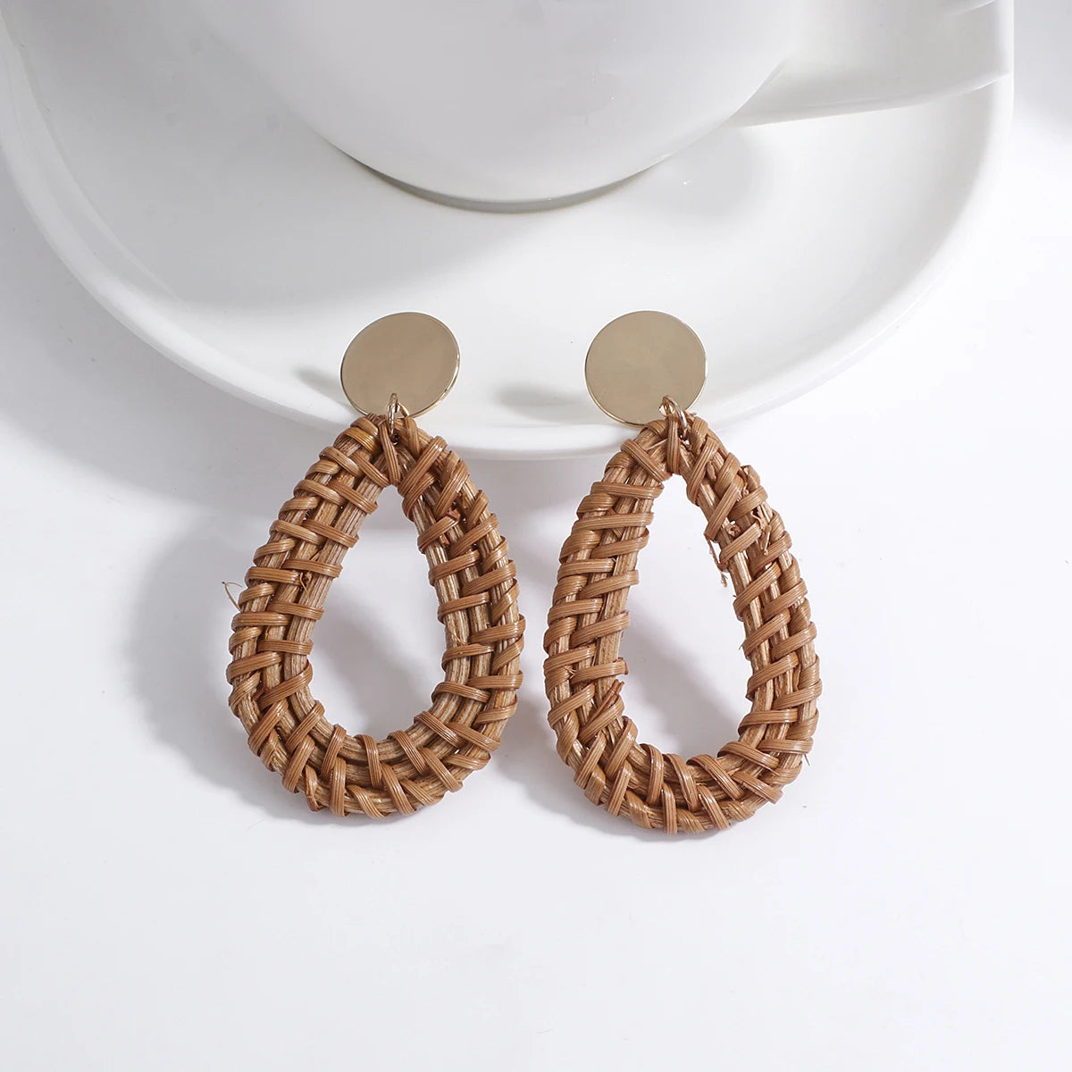 AENSOA Boho Handmade Geometric Wooden Drop Earrings