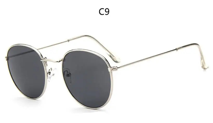 Blue Mirror Round Sunglasses For Women UV400