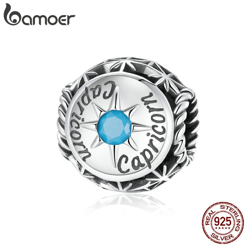 BAMOER Zodiac Star Sign 925 Sterling Silver Charm Beads