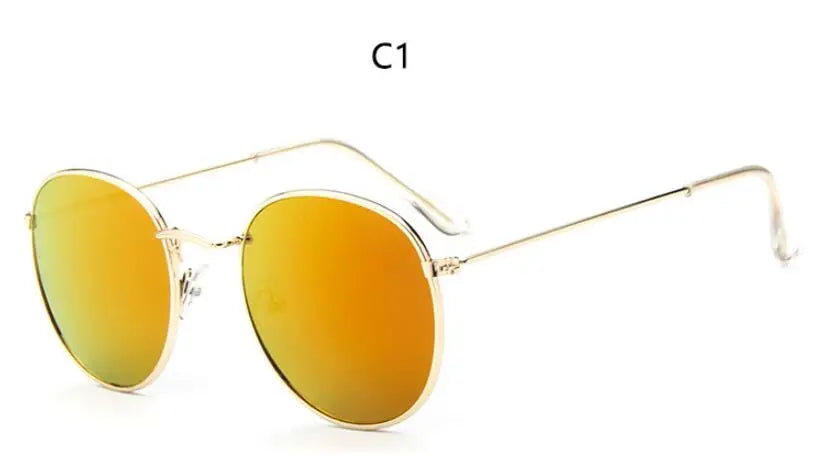 Blue Mirror Round Sunglasses For Women UV400