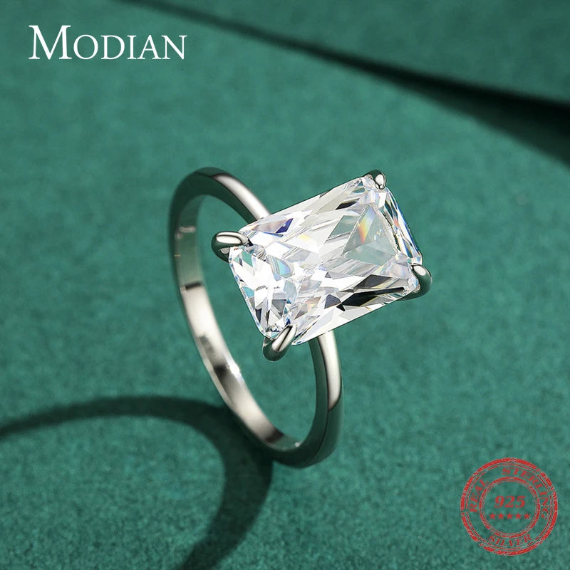 Solid 925 Sterling Silver Classic Rectangular Ring
